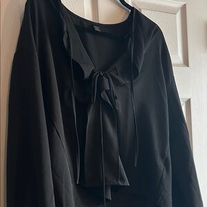 Black Blouse with Bow Detail